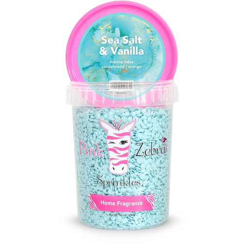 Pink Zebra Sprinkles Wax Melts carton, Sea Salt and Vanilla